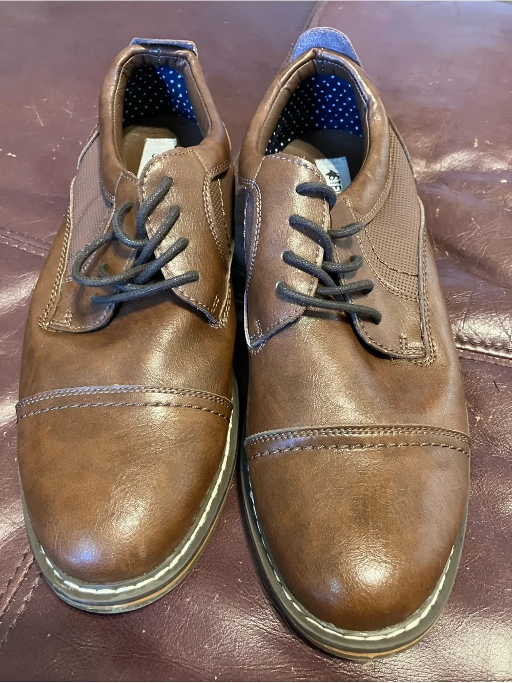 Steve Madden size 5 Brown Leather lace up shoes Kids Teens
